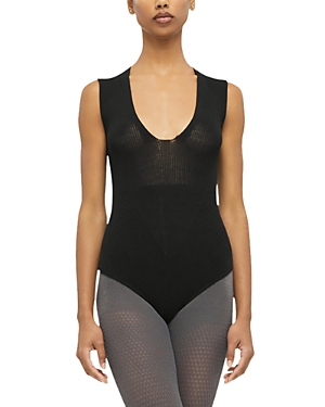 Shop Wolford Aurora Rib Knit Bodysuit In Black