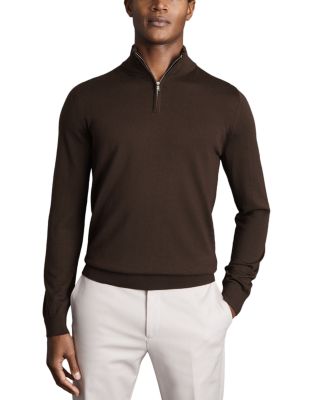 REISS BLACKHALL MERINO WOOL ZIP 2024 NECK SWEATER