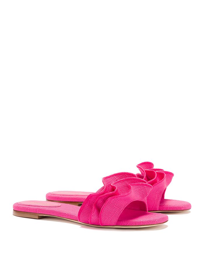 Shop Larroude Women's Ivy Ruffle Slide Sandals In Pink