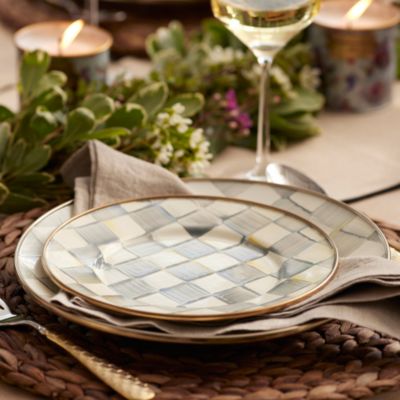 Sterling Check Enamel Salad/Dessert Plate