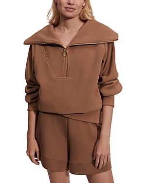 Shop Varley Vine Half Zip Pullover In Golden Bronze