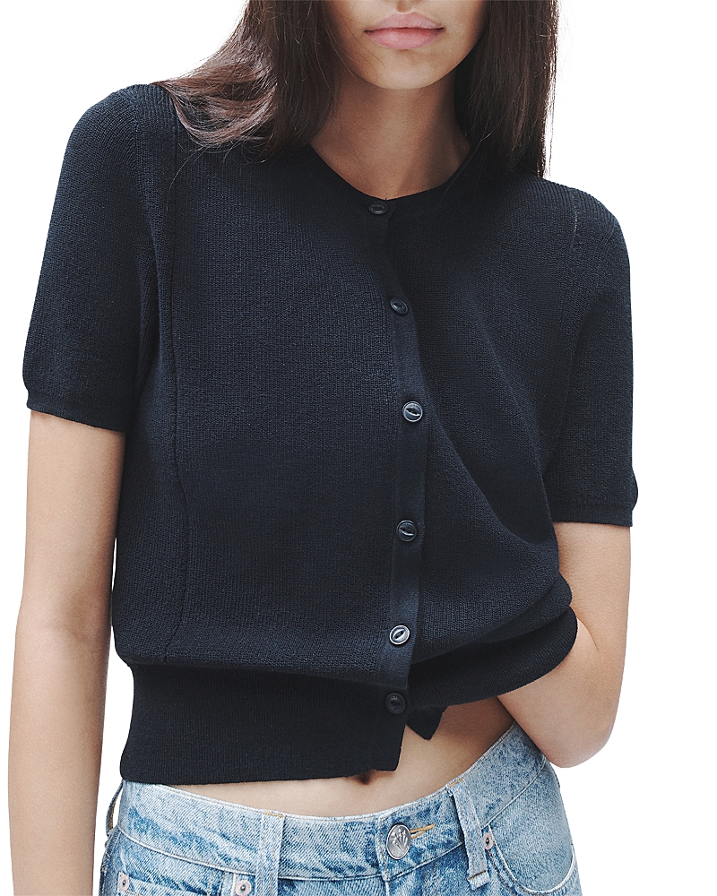 Rag & Bone Dina Short-sleeve Cardigan In Black