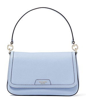 Shop Kate Spade New York Hudson Pebbled Leather Flap Shoulder Bag In North Star