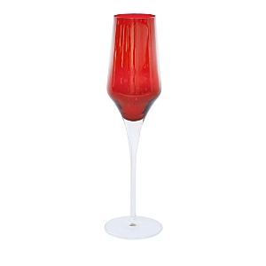 Shop Vietri Contessa Champagne Glass In Red