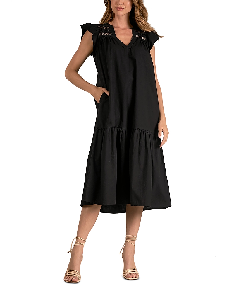 Elan Cotton Ladder Trim Dress