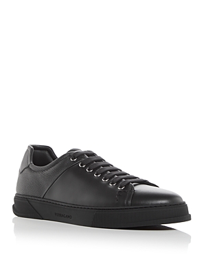 Shop Ferragamo Men's Clayton Leather Sneakers In Black