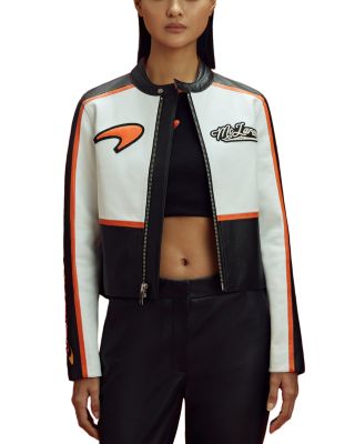 【海外限定】REISSジャケット☆Reiss x McLaren Branded Stretch REISS x McLaren Racing Peak Leather Biker Jacket