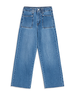 Shop Habitual Girls' Wide Leg Distressed Jeans - Big Kid In Med Stone