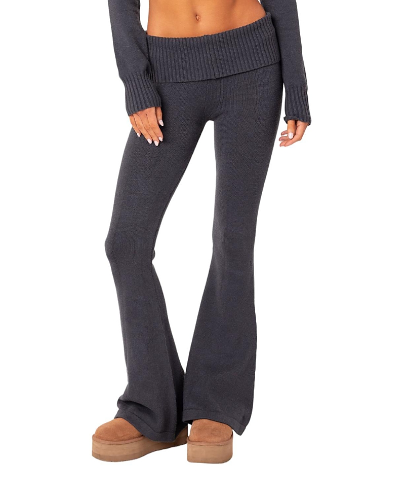 Edikted Desiree Knitted Low Rise Fold Over Pants