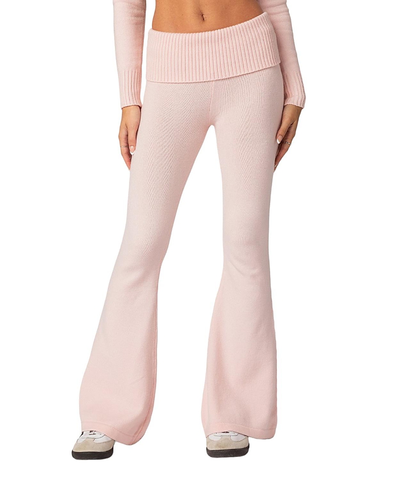 EDIKTED DESIREE KNITTED LOW RISE FOLD OVER PANTS