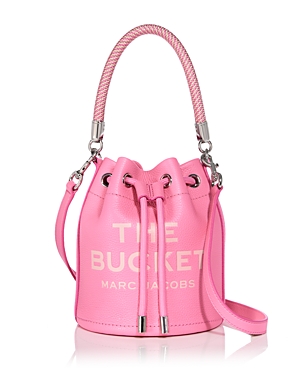 Shop Marc Jacobs The Leather Bucket Bag In Petal Pink/nickel