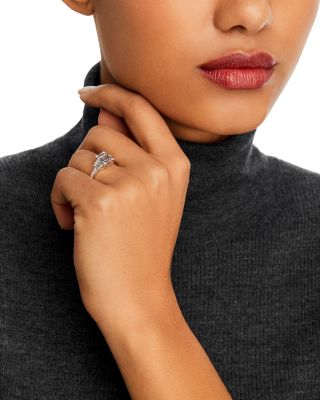 Diamond Baguette Cluster Ring in 14K White Gold, 0.95 tcw 