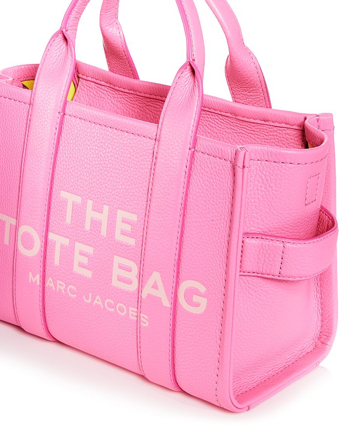 Shop Marc Jacobs The Leather Medium Tote Bag In Petal Pink/nickel