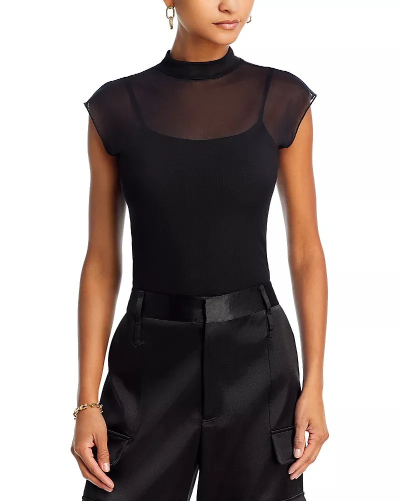 Aqua Mesh Mock Neck Top - Exclusive