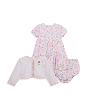 Shop Little Me Baby Girls' Tulip Cardigan, Dress, & Bloomers Set - Baby In Pink