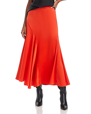 Derek Lam 10 Crosby Paulette Flared Satin Midi Skirt In Sunset