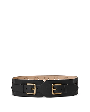 Shop B-low The Belt Maxwell Leather Belt In Black/gold