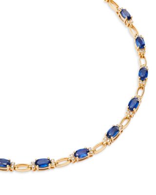 Sapphire & Diamond Tennis Bracelet in 14K Yellow Gold