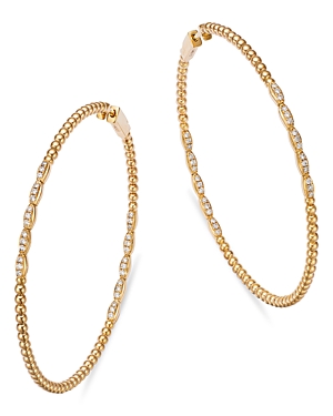 Shop Bloomingdale's Diamond & Polished Bead Large Hoop Earrings In 14k Yellow Gold, 0.50 Ct. T.w.