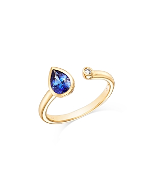 Shop Bloomingdale's Tanzanite & Diamond Cuff Ring In 14k Yellow Gold In Blue/gold