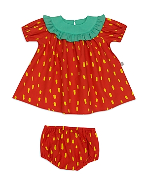 Shop Stella Mccartney Girls' Cotton Strawberry Dress Set - Baby In Red