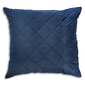 Shop Frette Quilted Velvet Decorative Cushion, 20 X 20 - 100% Exclusive In Blue