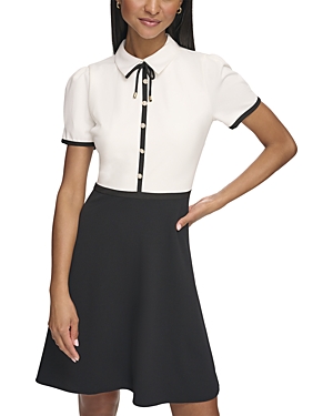Shop Karl Lagerfeld Color Blocked Dress In Soft White/black