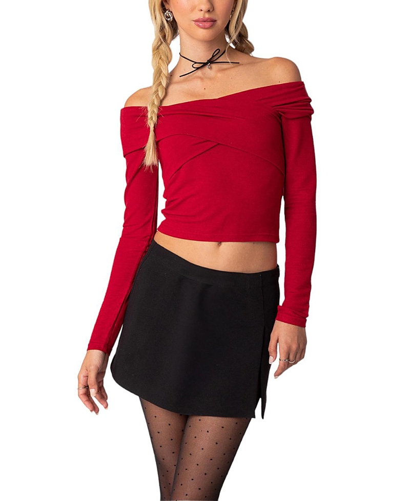 EDIKTED CROSSOVER OFF SHOULDER TOP