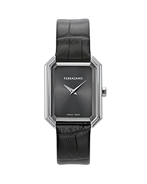 Shop Ferragamo Crystal Watch, 26.5mm X 33.5mm In Black