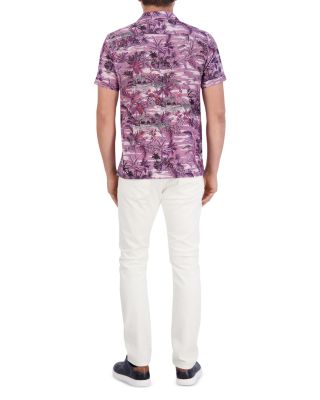 Makara Linen &amp; Cotton Classic Fit Button Down Camp Shirt