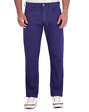 Shop Robert Graham Grant Cotton & Linen Blend Tailored Fit Pants In Navy