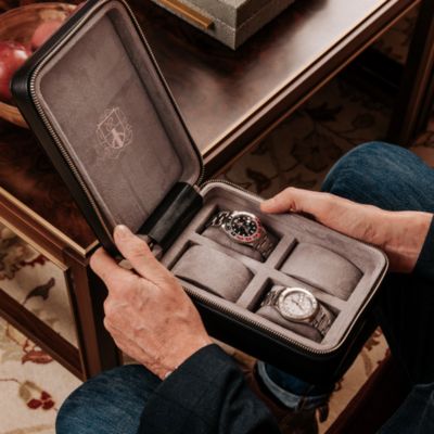 Hyde Park Four Watch Leather Zip Case