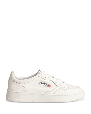 Shop Autry Men's Medalist Leather Low Top Sneakers In Goat White