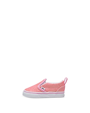 Shop Vans Unisex Classic Slip On V Glitter Sneakers - Baby, Toddler, Little Kid In Glitter Pink