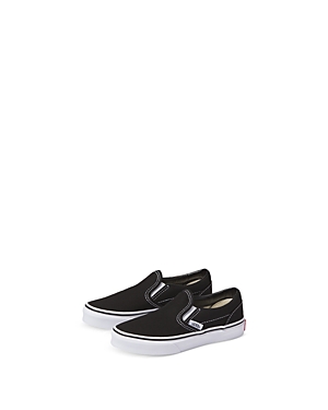 Shop Vans Unisex Classic Slip On Sneakers - Toddler, Little Kid In Black/true White