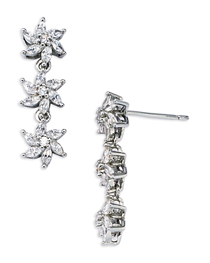Shop Aqua Cubic Zirconia Flower Madison 501 Drop Earrings In Silver/crystal