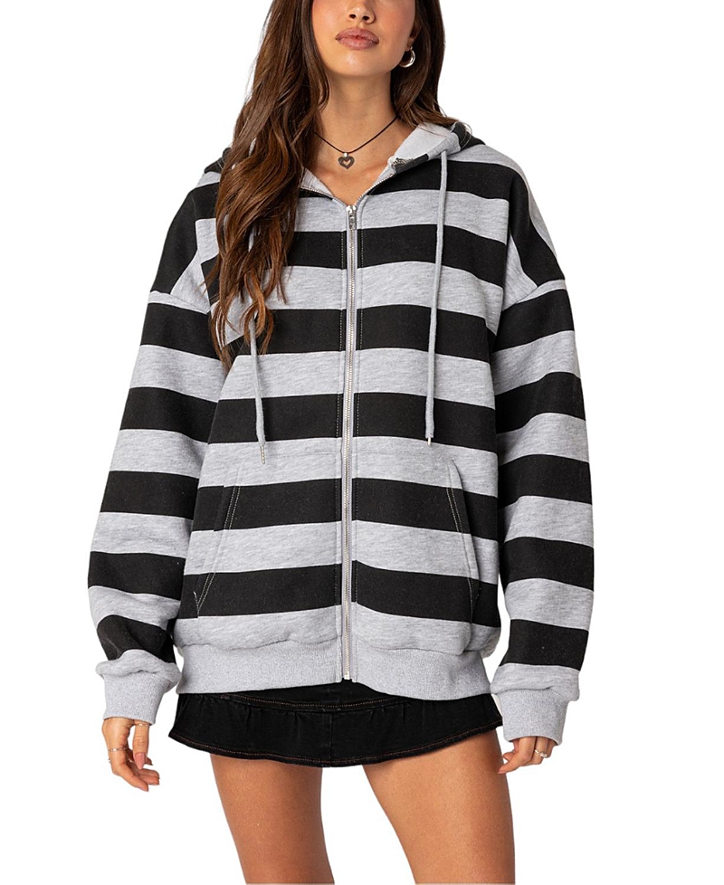 Edikted Maritza Oversize Zip Hoodie In Gray Melange