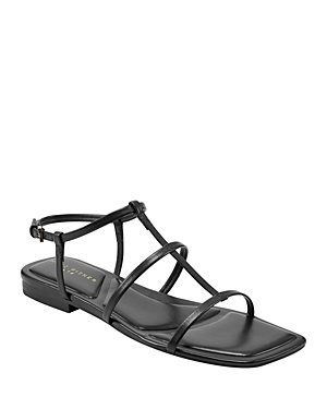Shop Marc Fisher Ltd Women's Marris Square Toe Strappy Flat Sandals In Black