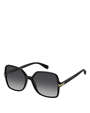Shop Marc Jacobs Square Sunglasses, 57mm In Black/gray Gradient