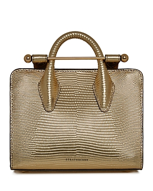 Shop Strathberry Leather Nano Tote In Light Gold/gold
