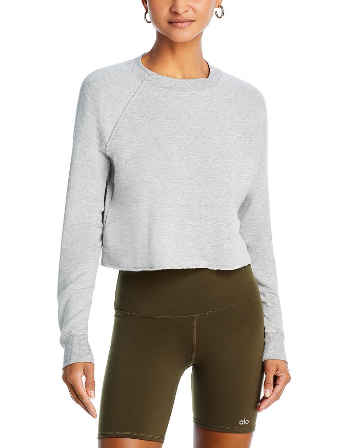 Shop Splits59 Warm Up Crop Fleece Sweatshirt In Heather Grey