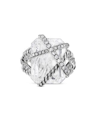 Cable Wrap Ring in Sterling Silver with Black Onyx or Crystal & Diamonds, 0.60 tcw