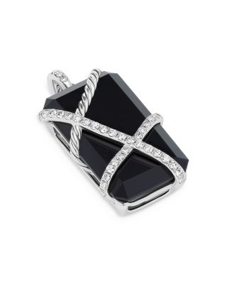David Yurman - Cable Wrap Amulet in Sterling Silver with Black Onyx or Crystal & Diamonds, 0.92 tcw