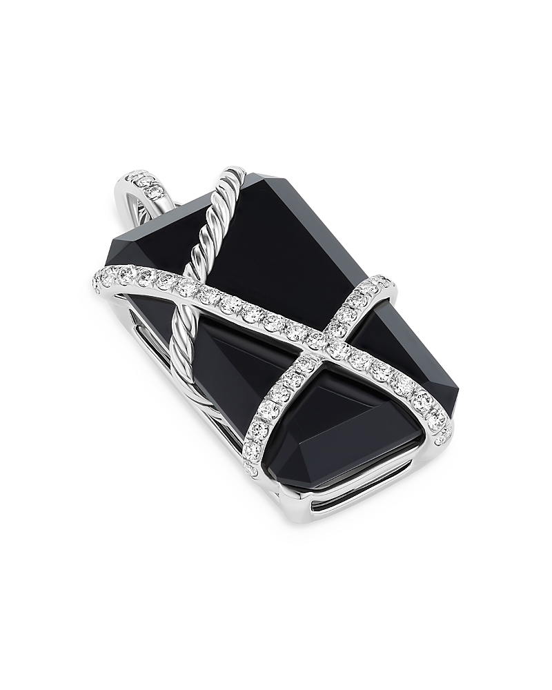 David Yurman Cable Wrap Amulet in Sterling Silver with Black Onyx or Crystal & Diamonds, 0.92 tcw