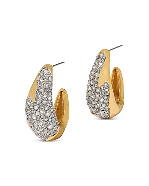 Shop Alexis Bittar Solanales Crystal Hoop Earrings In Gold/crystal