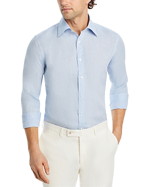 Shop Canali Light Blue Linen Sport Shirt