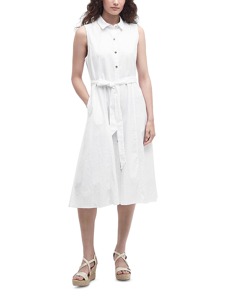 Barbour Reil Sleeveless Stretch Cotton Shirtdress In White