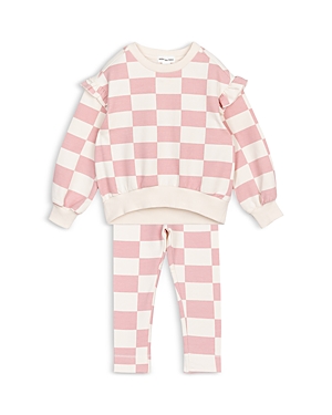 Shop Miles The Label Girls' Checkerboard Print Sweatshirt & Leggings Set - Baby In Lt Pink
