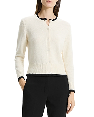 Shop Theory Textured Cardigan In Off White/black