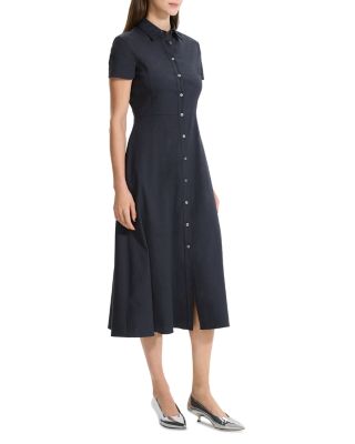 Linen Blend Short Sleeve Midi Dress